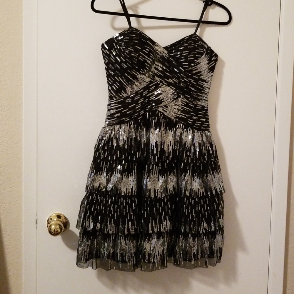 LAURA Embellished Strapless Black Dress